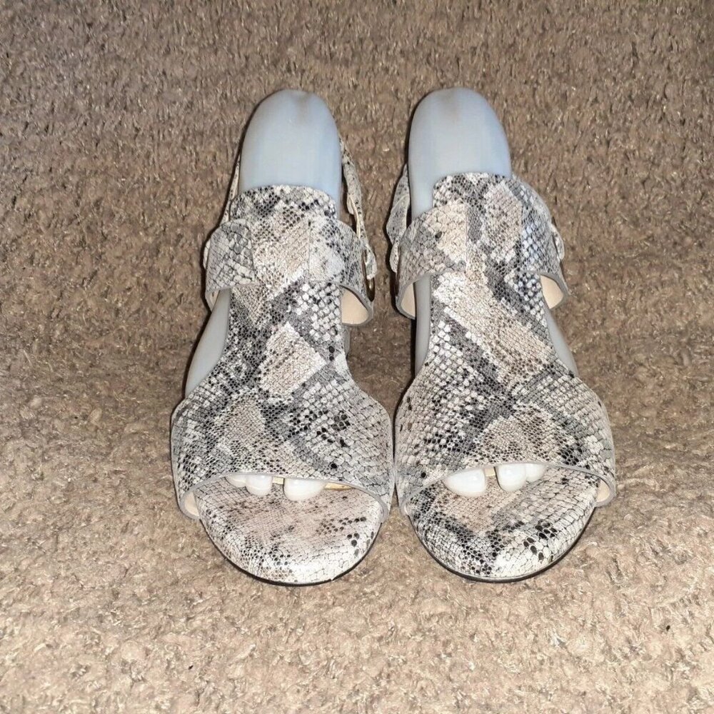 COLE HAAN-ADELE-Metallic Snakeskin Nubuck-Slingback Sandals-Sz 9B-Near Mint - Picture 3 of 7